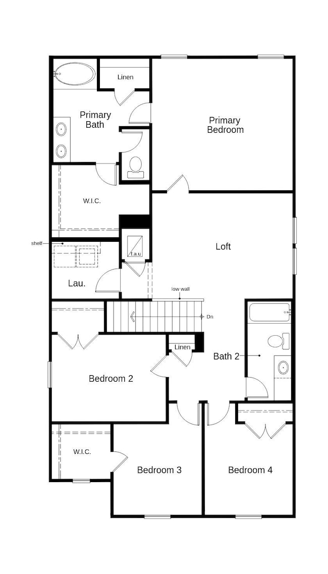 This floor plan features 4 bedrooms, 2 full baths,