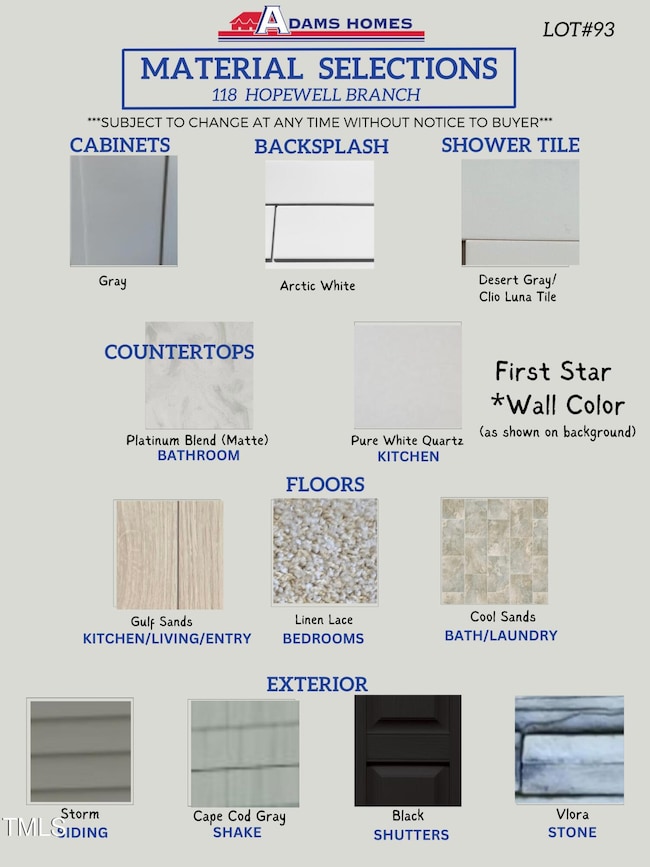 Lot 93 Color Selections