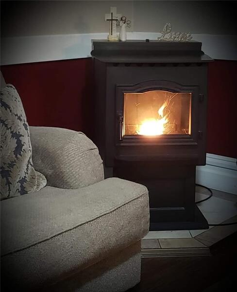 Pellet stove for those cozy winter nights.