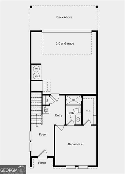 Lower Level Floor Plan - Additional highlights include: covered patio, open railing staircase and LVP stair treads