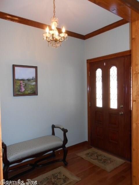Entry. Beveled, etched glass doors