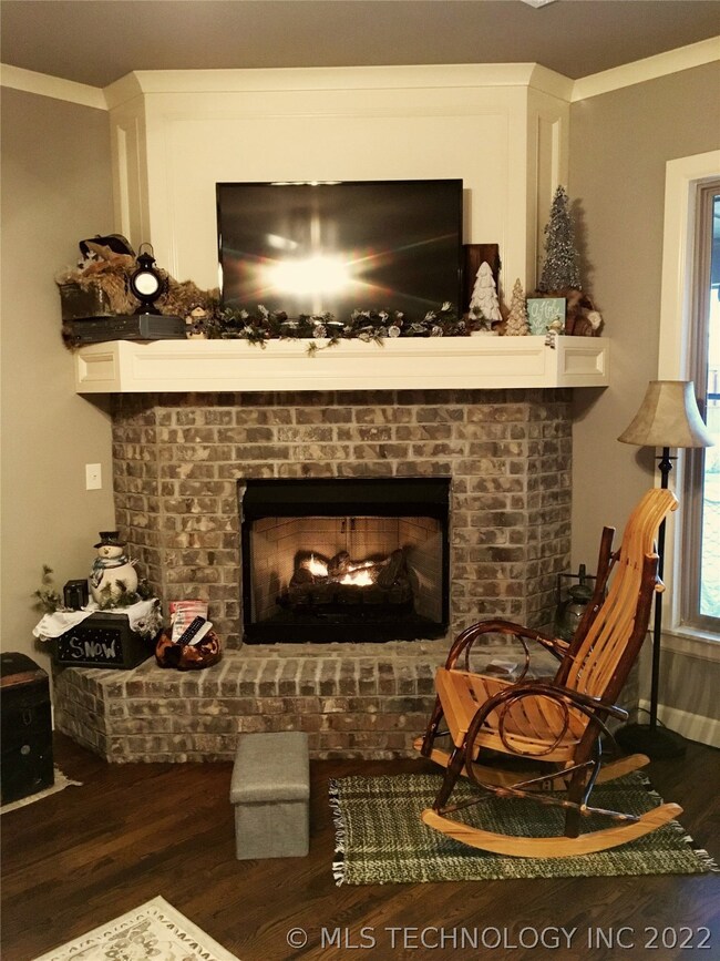 Enjoy your fireplace with gas logs.
