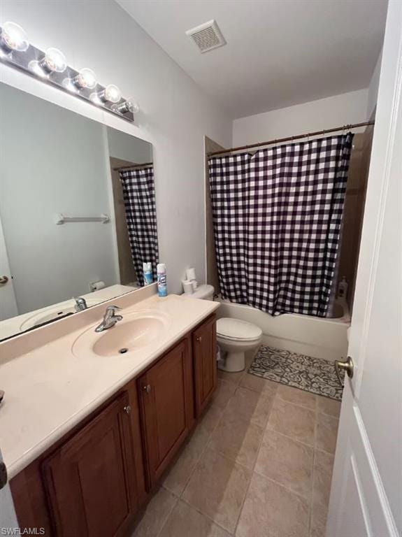 Full bathroom with vanity, shower / bath combinati