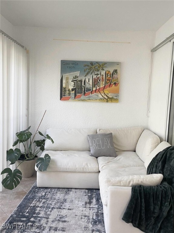 View of tiled living area