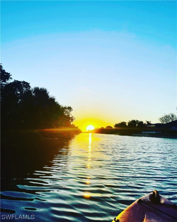 Back of property in the evening.
