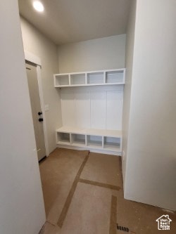 Mudroom featuring recessed lighting