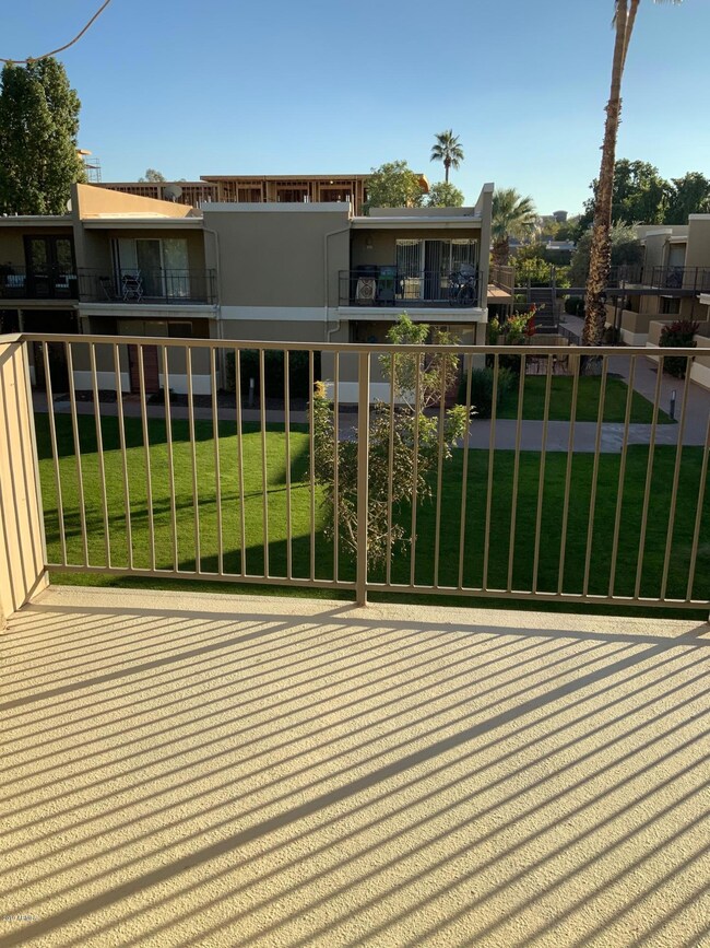 Balcony overlooking courtyard