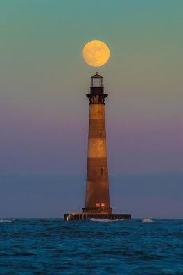 Folly Lighthouse Moon