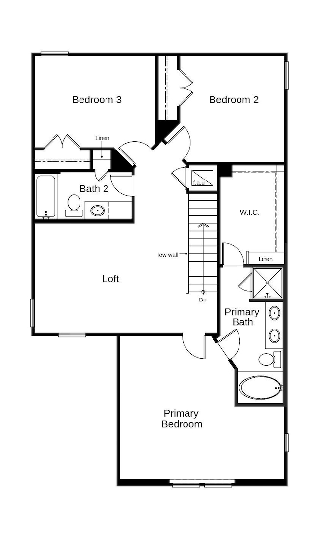 This floor plan features 4 bedrooms, 2 full baths,