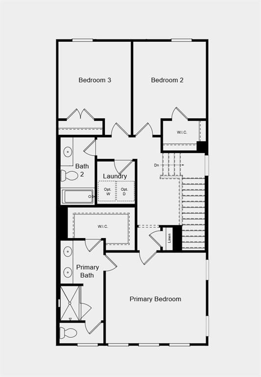 Upper Level Floor Plan - Additional highlights include: open railing staircase and LVP stair treads