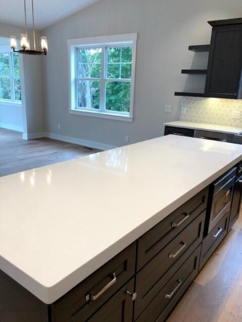 large island with quartz counters