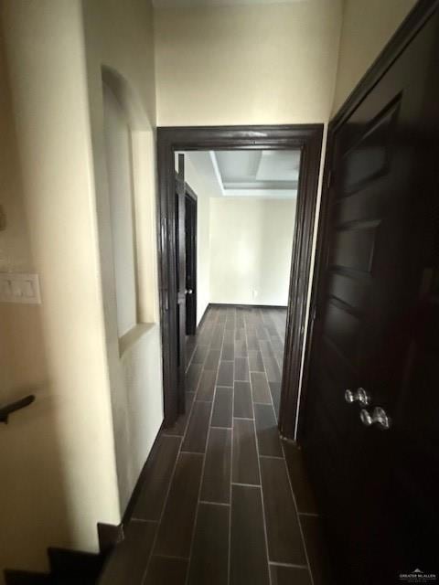 Corridor with wood finish floors