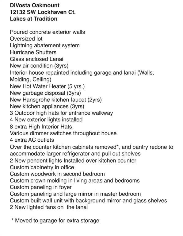 Upgrade List for Lockhaven