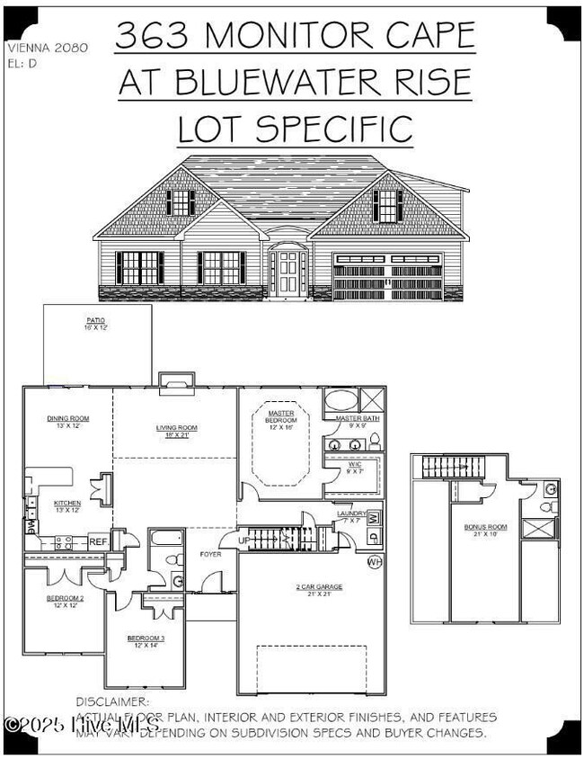 Lot Specific Floor Plan and Elevation Lo
