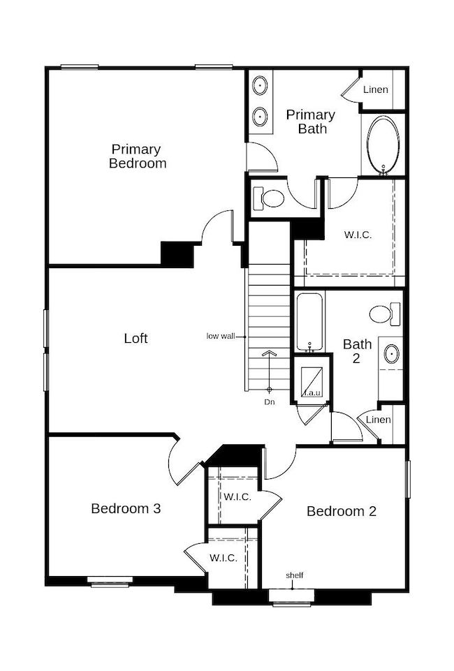 This floor plan features 3 bedrooms, 2 full baths,