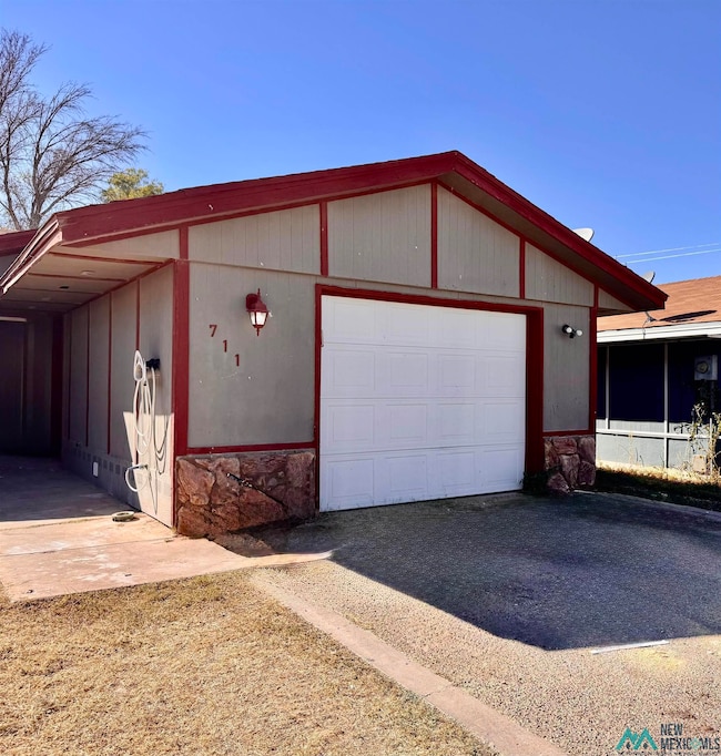 Garage with driveway