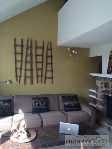 Contemporary color scheme accented by exposed whit