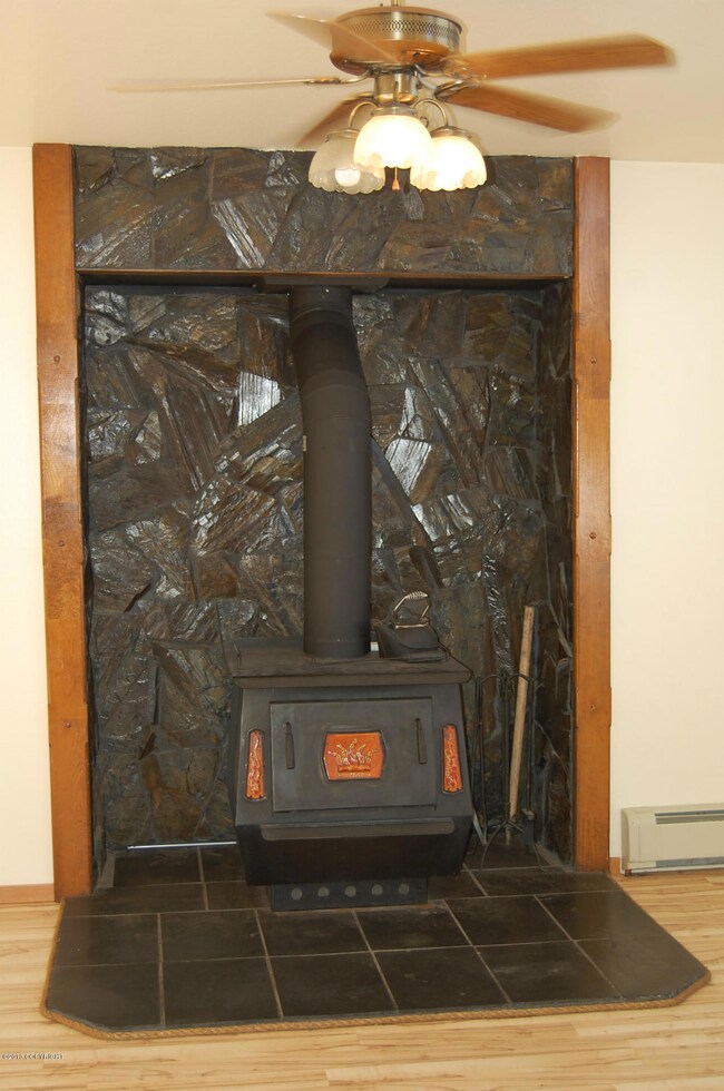 Wood stove in main living area