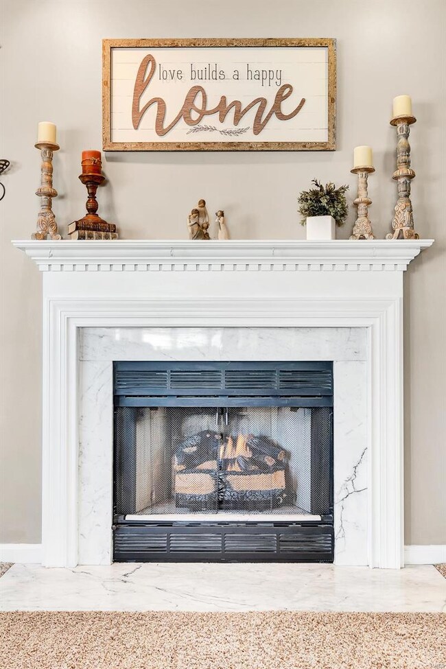 Gas Burning Fireplace with Marble Surround & Trans