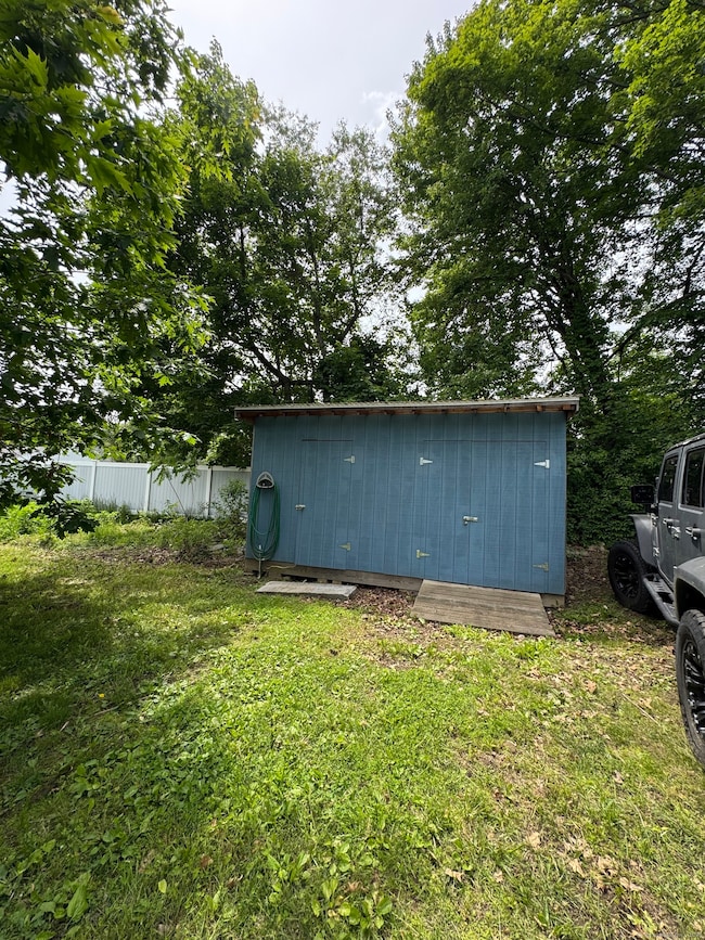 Storage shed at back of property