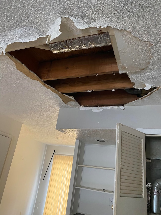 Details featuring a textured ceiling