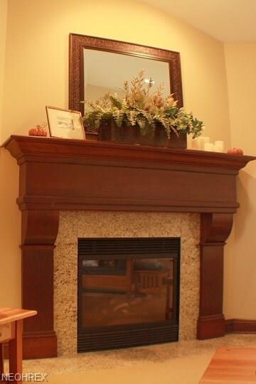 Custom cherry mantle with granite surround and hea