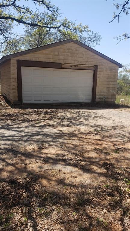 View of detached garage