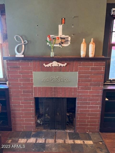 Wood burning fireplace