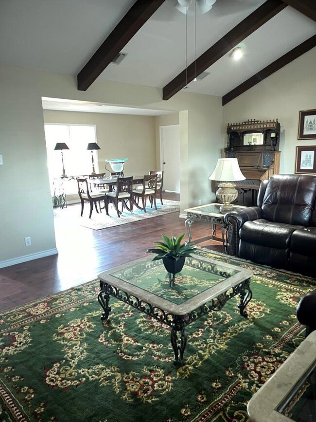 Living area view of large dining area