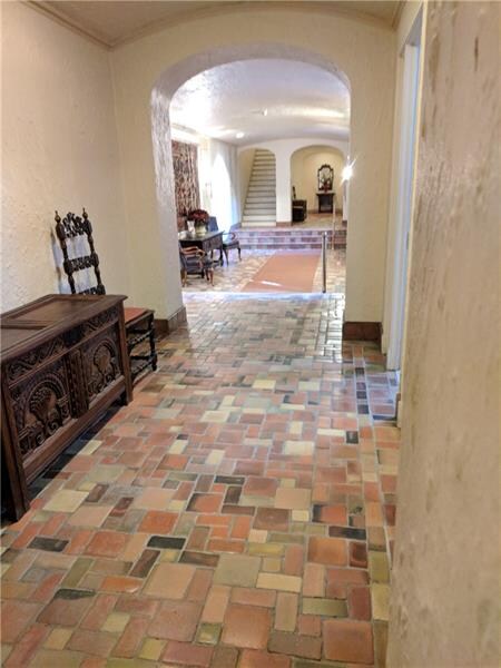 Looking back into the entry hall of the building, 