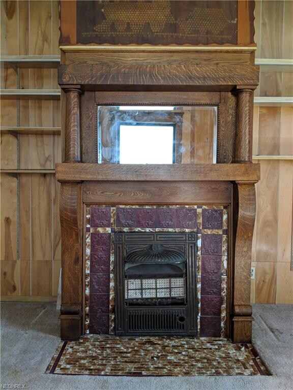 Fire place in living room.