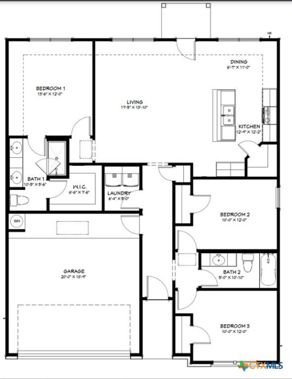Blanco Floor Plan
3 bed/2bath/1,360 sq ft