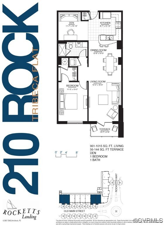 Tribeca floorplan for this 210 Rock Condo. Provide