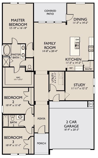 The Edison floor plan features 3 bedrooms, 2 full baths, an attached 2-car garage, and over 1,900 square feet of living space.