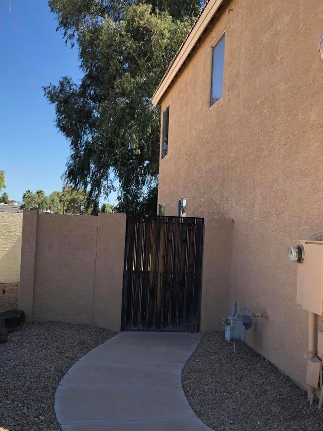 Front Yard Side Gate and Sidewalk
