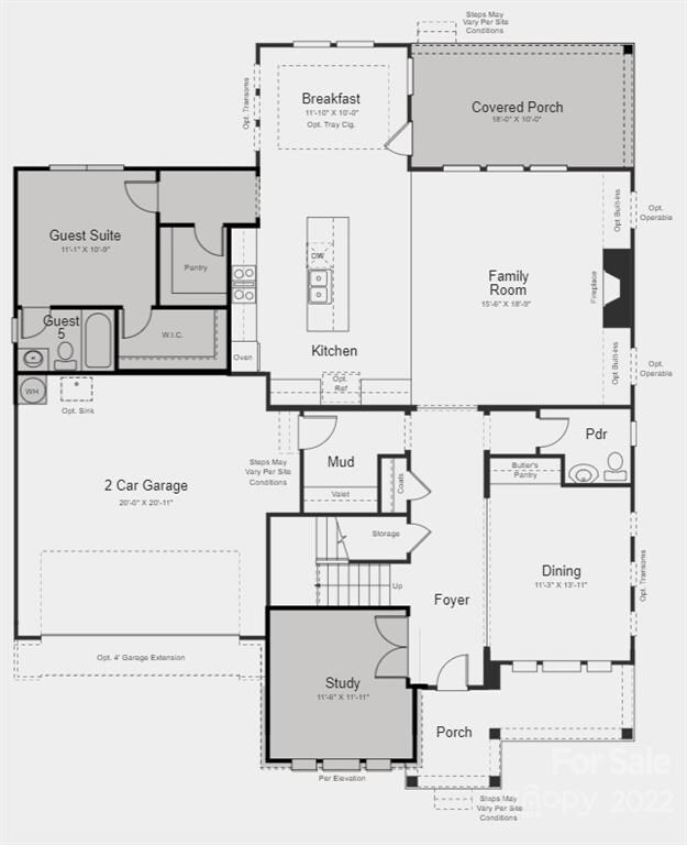 Structural options added at 9015 Ellery Channing Drive include: bathroom at bedroom 4, guest suite with shower, bonus room, tray ceiling at owner's suite, fireplace, rear covered porch, laundry sink, and study.