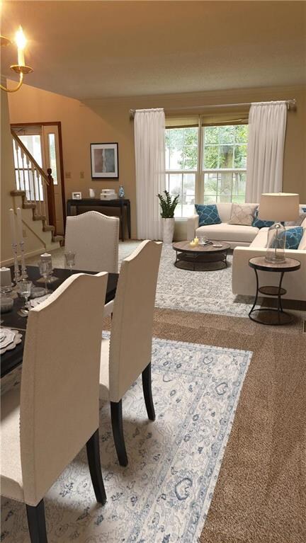 Formal dining room looking into the living room, n