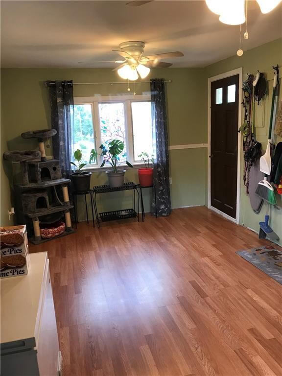 front view of the bright & sunny mud/laundry room.