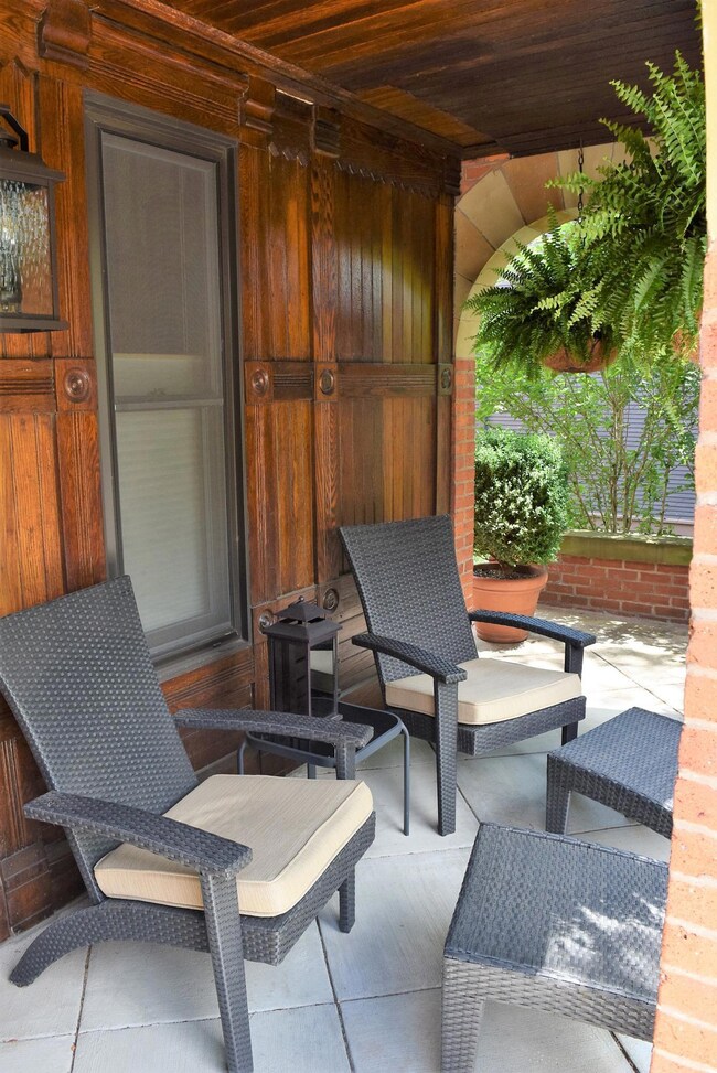 Detailed woodwork on front porch