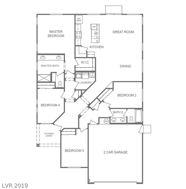 Open floor plan with separate 