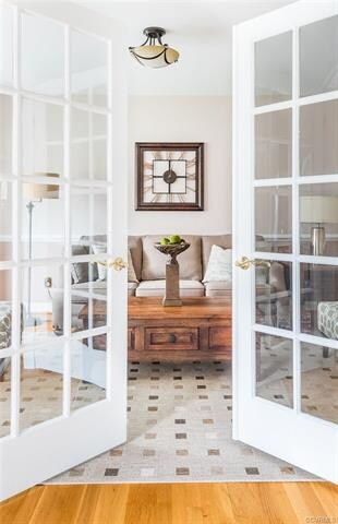 French doors allow for a private space
