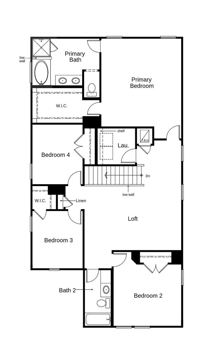 This floor plan features 4 bedrooms, 2 full baths,