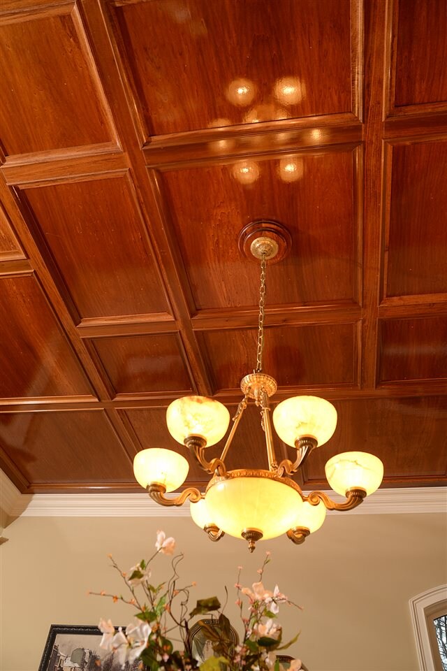 A uniquely designed wood ceiling