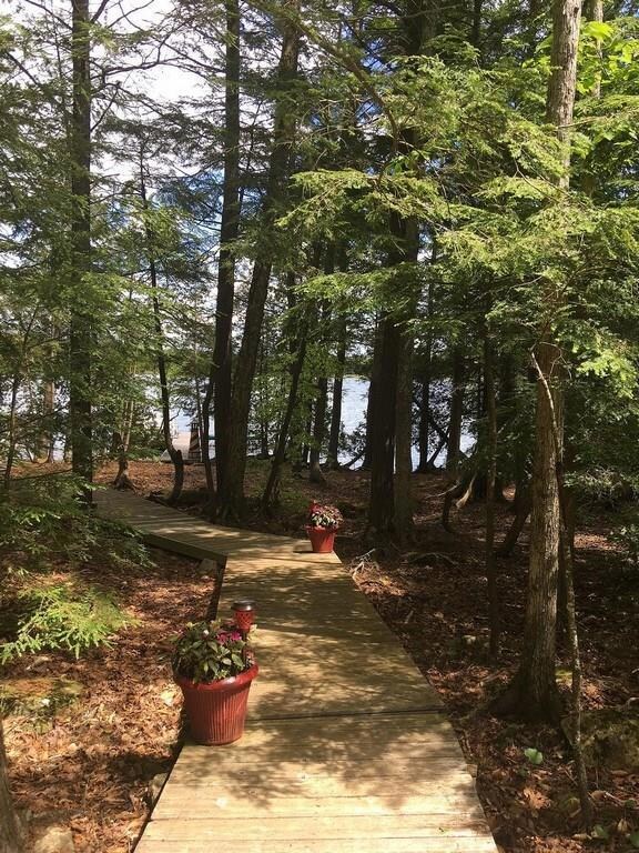 The pressure-treated walkway leading...