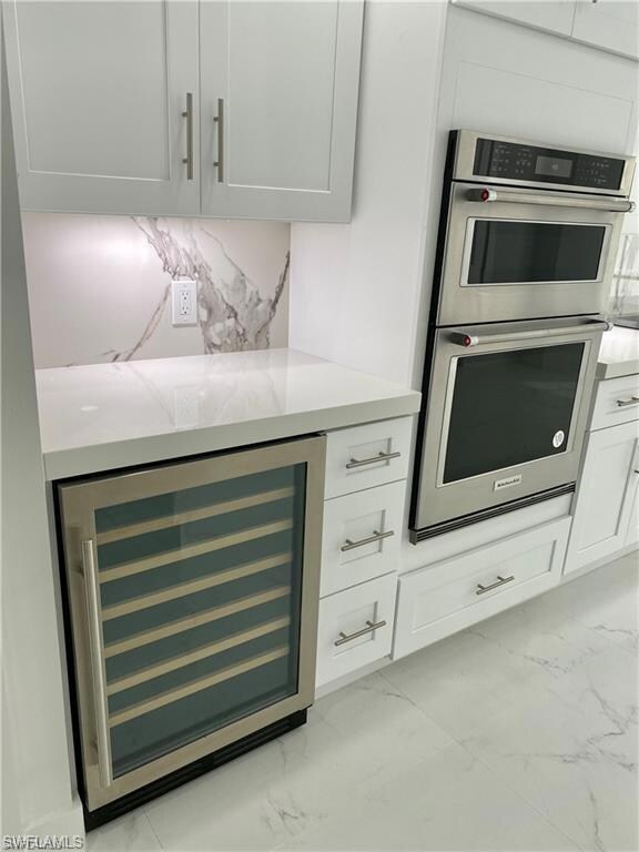 Detailed view of wine cooler, stainless steel doub