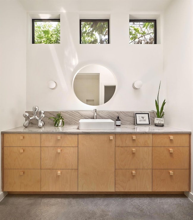 Downstairs  full guest bath with Clay Imports tiled bathtub