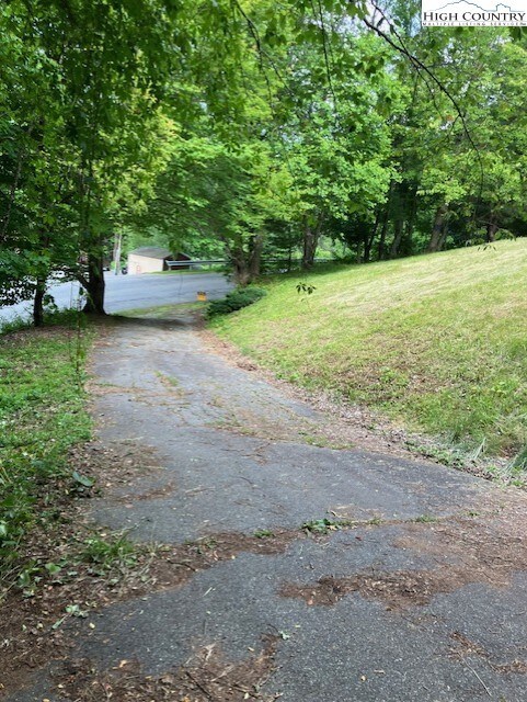 looking down driveway