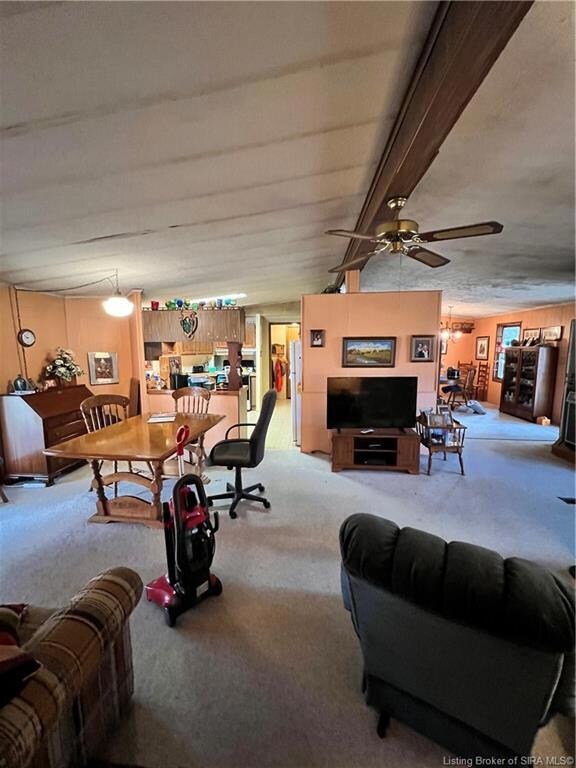 Living room, kitchen and dining area
