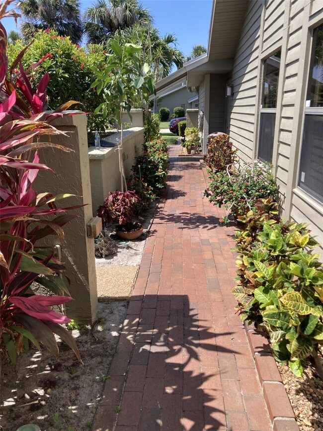Nicely landscaped entryway.