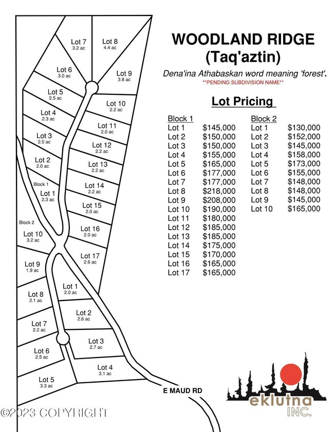 220921 - Lot Pricing - Woodland Ridge